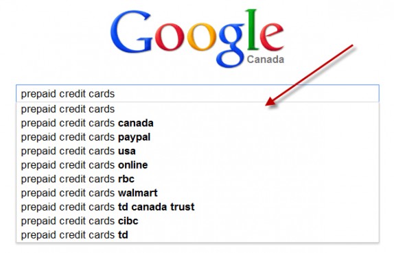 Google Canada Prepaid Credit Cards Screenshot