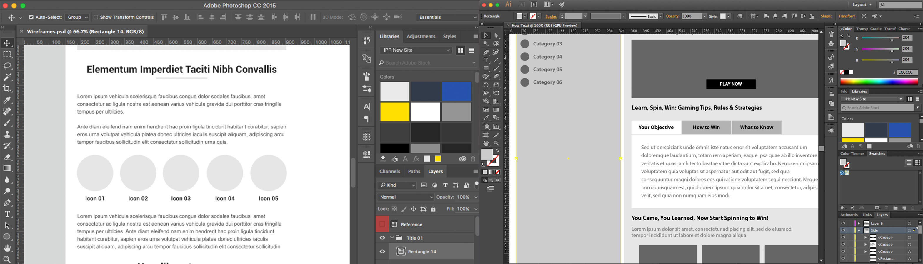 Screenshots of Adobe Photoshop & Adobe Illustrator.