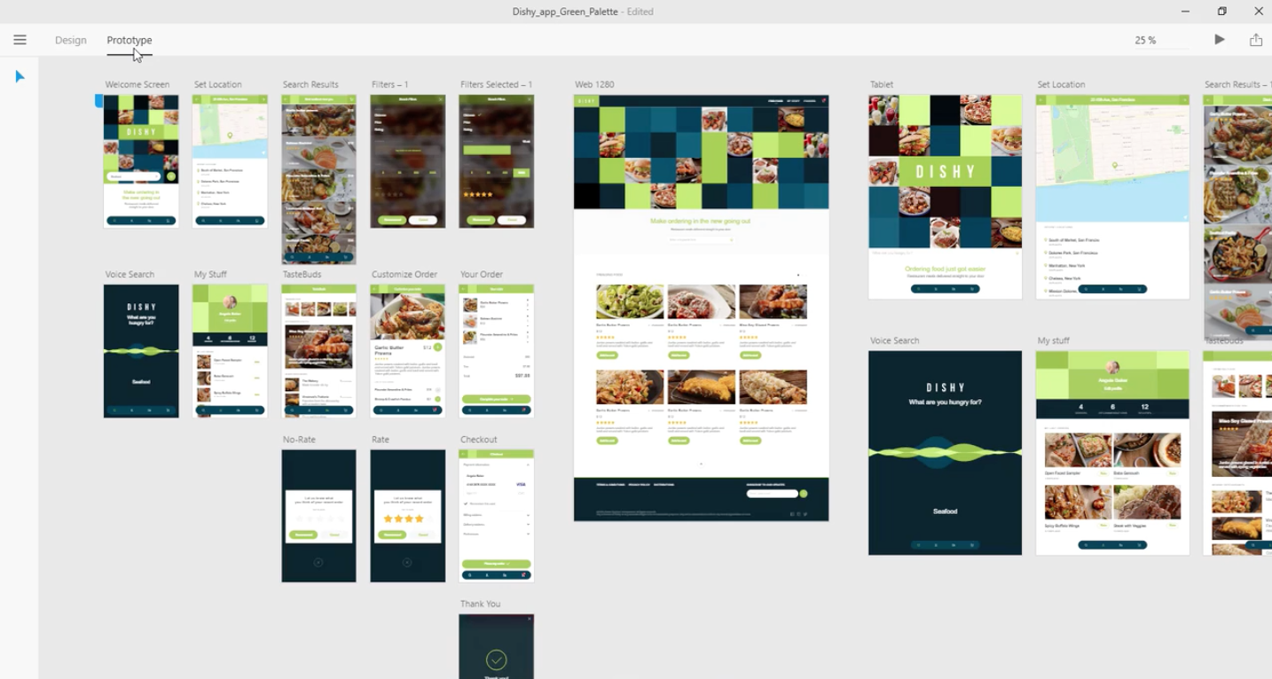 Screenshot of prototyping in Adobe Experience Design.
