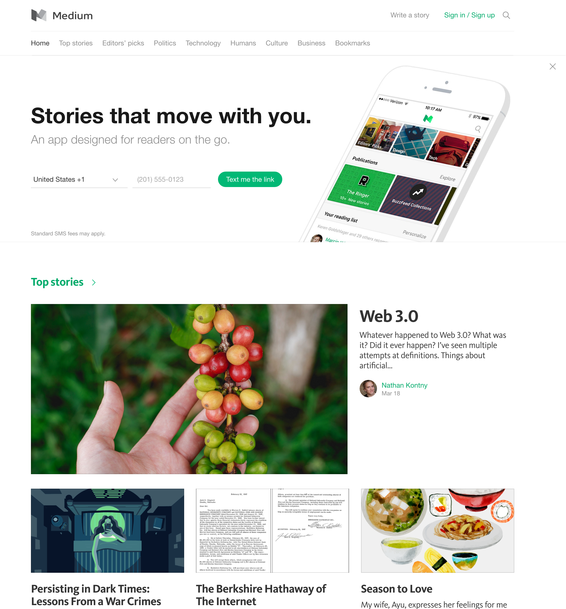 Medium is a great example of how flat design helps users to focus on the content.
