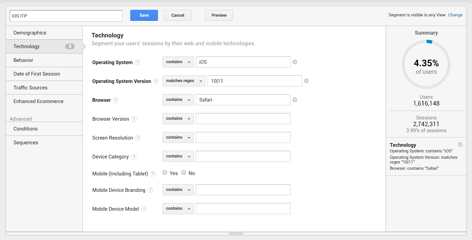 Advanced Segment for iOS