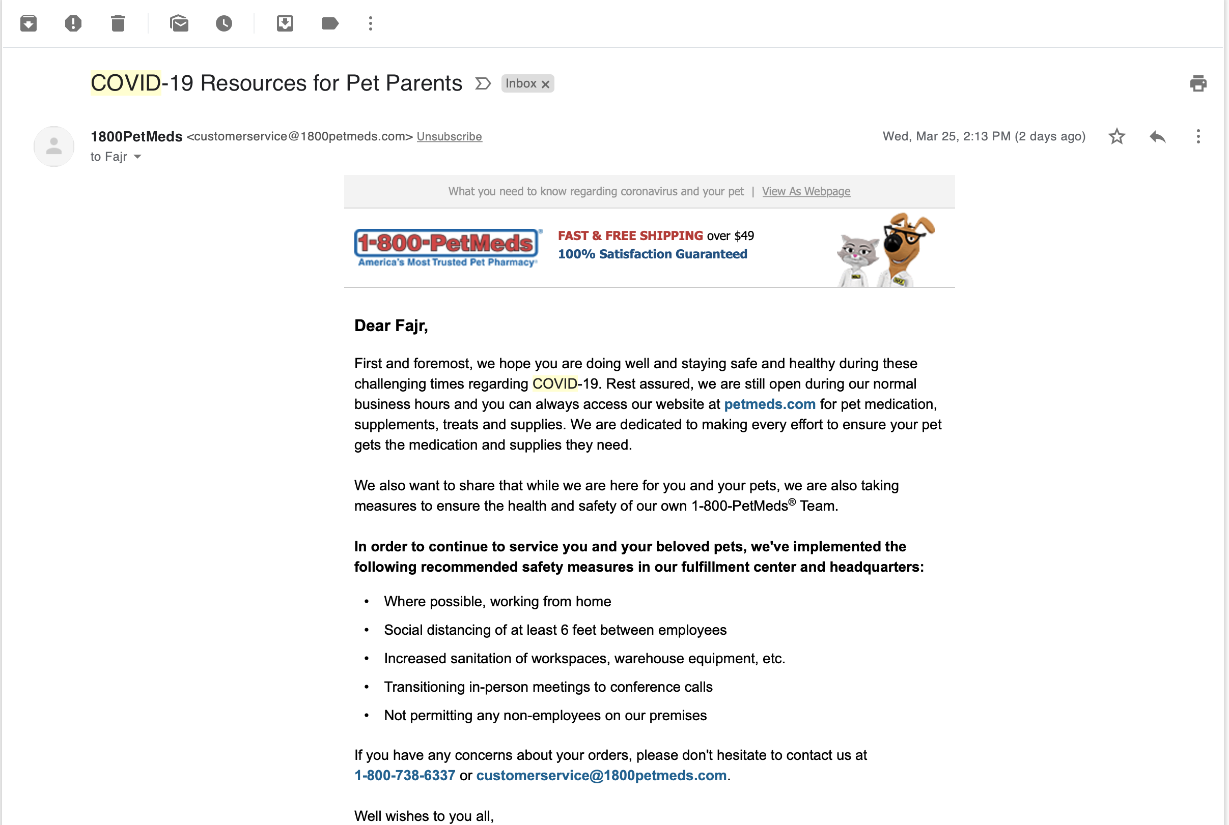 1800PetMeds-Customer Email