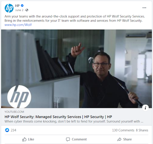 LinkedIn ad for HP using the Wolf campaign