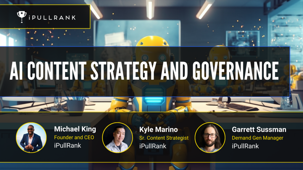 Feature image for a fireside chat on ai content strategy and governance