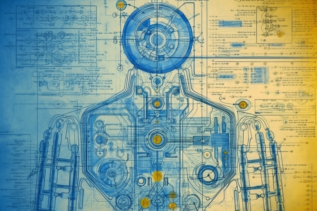 a blueprint for building a person on vintage paper