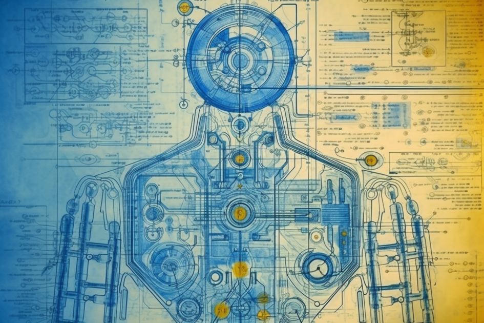 a blueprint for building a person on vintage paper