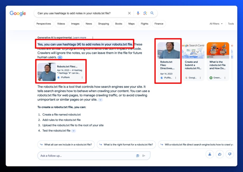 SGE Specific example robots txt