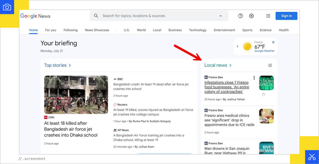 Google News page