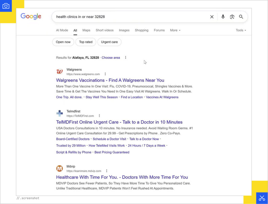 Zip code SERP