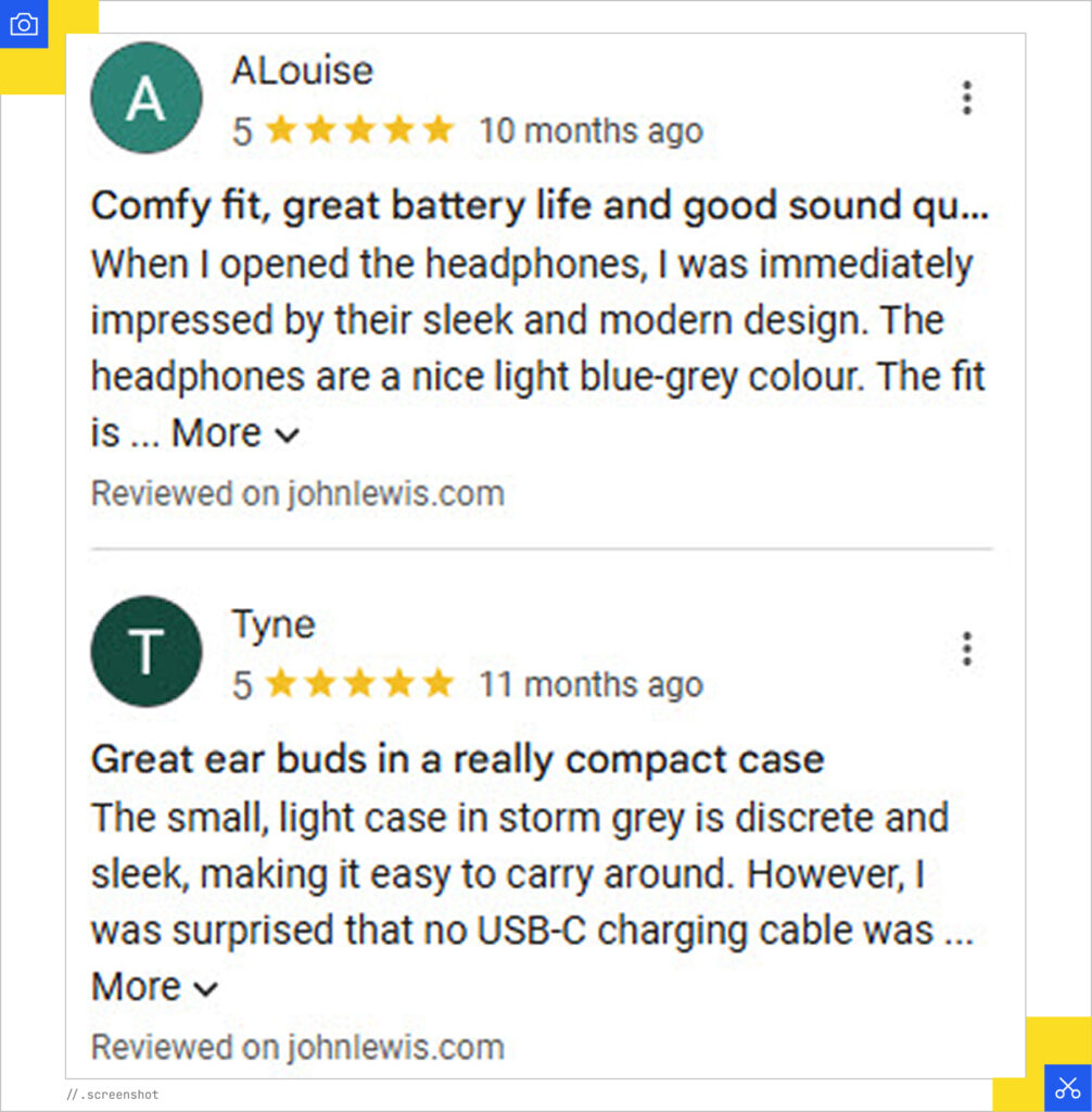Product reviews